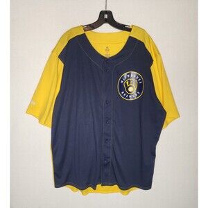 Milwaukee Brewers MLB Genuine Merchandise Stitches Button Jersey Mitt Mens 2XL